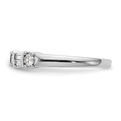 14K White Gold 3/8 Carat Baguette/Round Diamond Complete Wedding Band