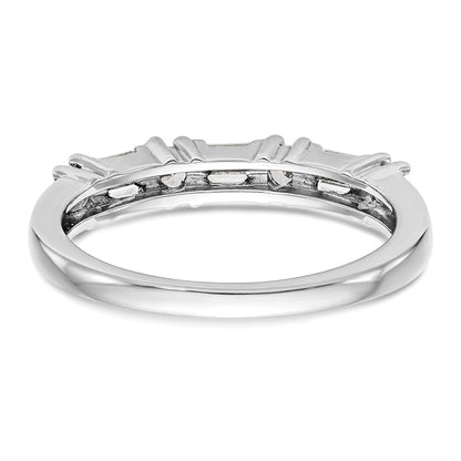 14K White Gold 3/8 Carat Baguette/Round Diamond Complete Wedding Band