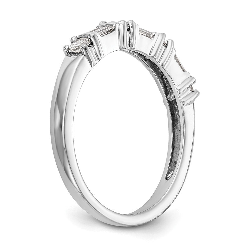 14K White Gold 3/8 Carat Baguette/Round Diamond Complete Wedding Band
