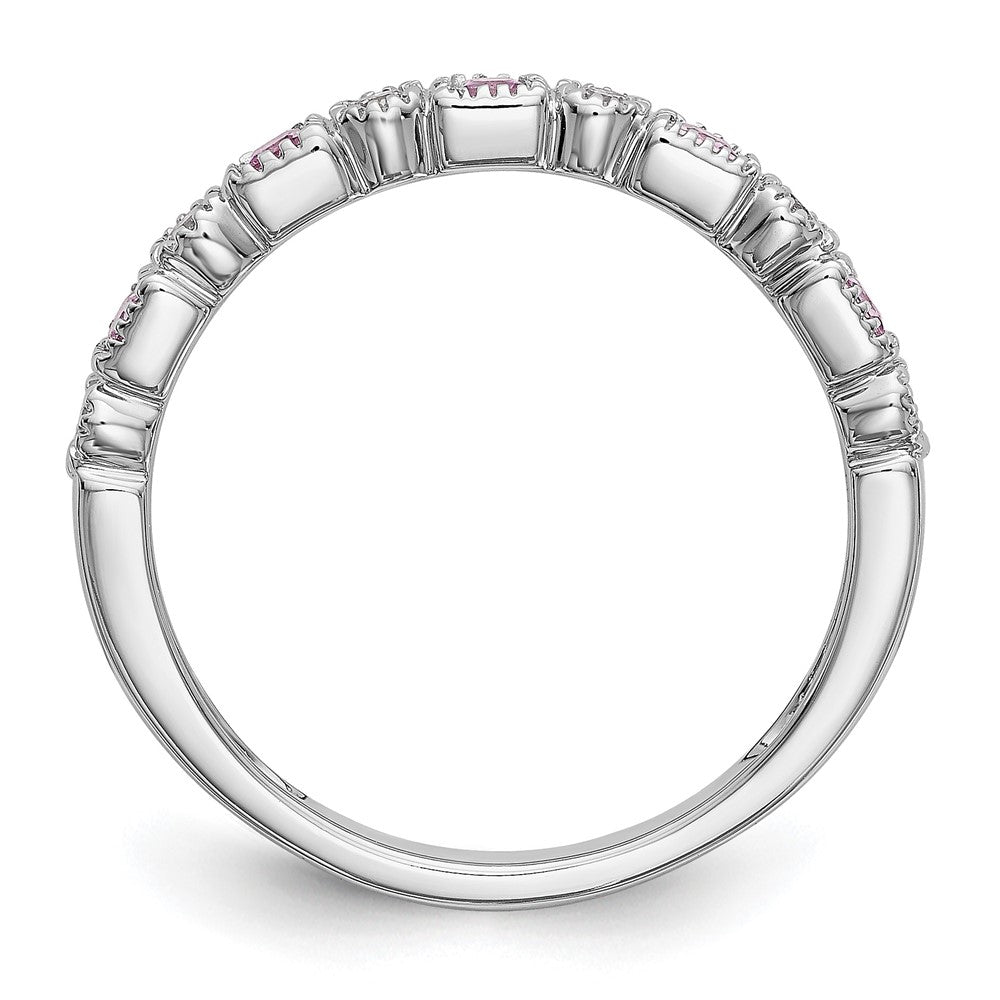 10K White Gold 10K Diamond W/Pink Sapphire Band
