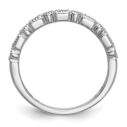 10K White Gold 10K Diamond W/Pink Sapphire Band