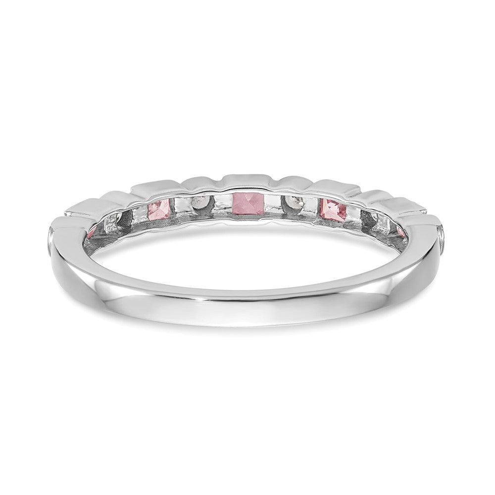 10K White Gold 10K Diamond W/Pink Sapphire Band