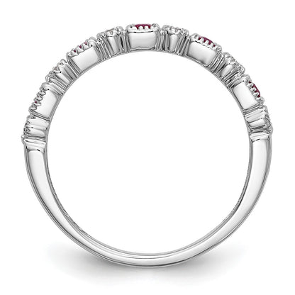 10K White Gold Diamond W/Ruby Band