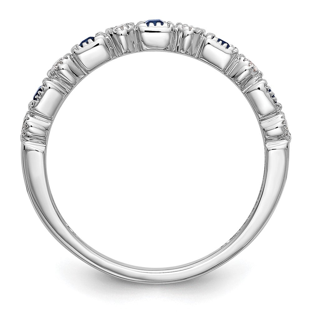 10K White Gold 10K Diamond W/Sapphire Band