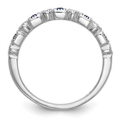 10K White Gold 10K Diamond W/Sapphire Band