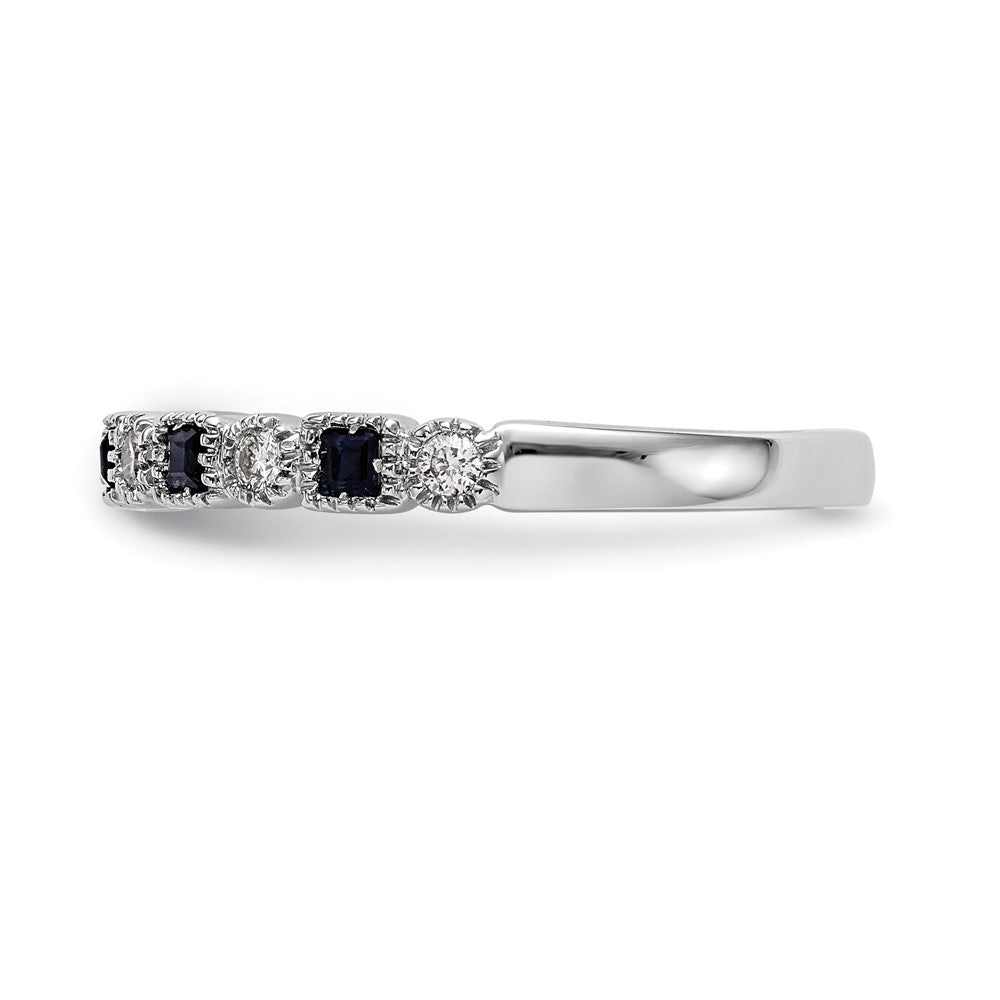 10K White Gold 10K Diamond W/Sapphire Band