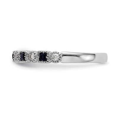 10K White Gold 10K Diamond W/Sapphire Band