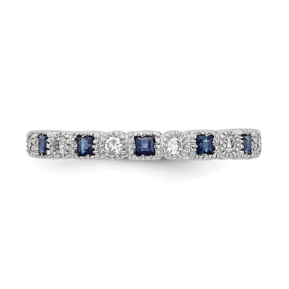 10K White Gold 10K Diamond W/Sapphire Band