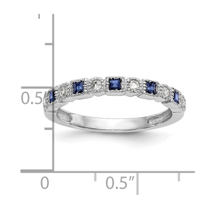 10K White Gold 10K Diamond W/Sapphire Band
