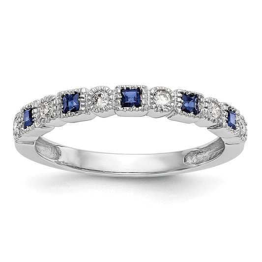 10K White Gold 10K Diamond W/Sapphire Band