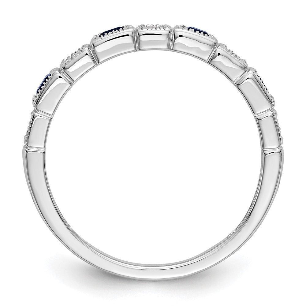 10K White Gold 10K Diamond W/Sapphire Band