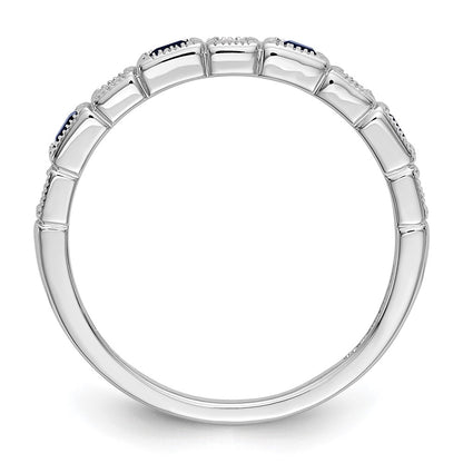 10K White Gold 10K Diamond W/Sapphire Band