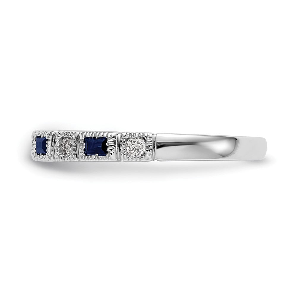 10K White Gold 10K Diamond W/Sapphire Band