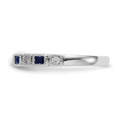 10K White Gold 10K Diamond W/Sapphire Band