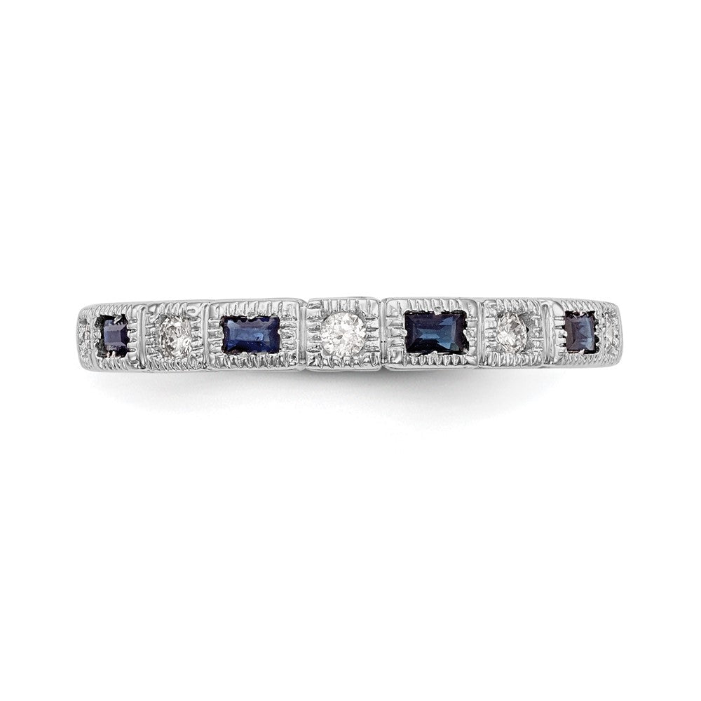 10K White Gold 10K Diamond W/Sapphire Band
