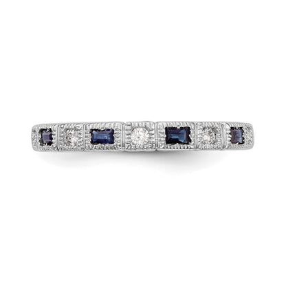 10K White Gold 10K Diamond W/Sapphire Band
