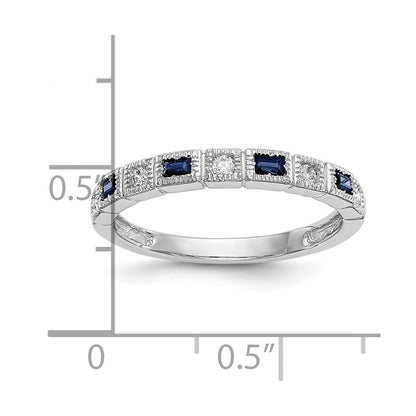 10K White Gold 10K Diamond W/Sapphire Band