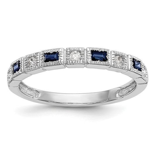 10K White Gold 10K Diamond W/Sapphire Band