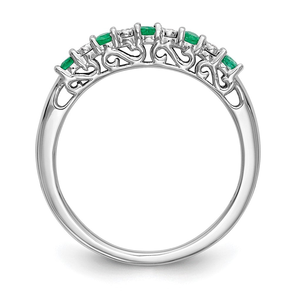 10K White Gold 10K Diamond W/Emerald Band