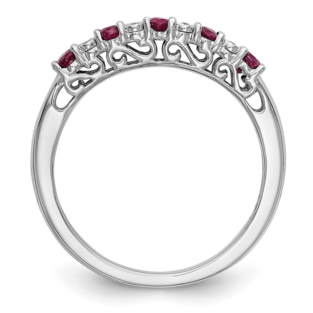 10K White Gold Diamond W/Ruby Band