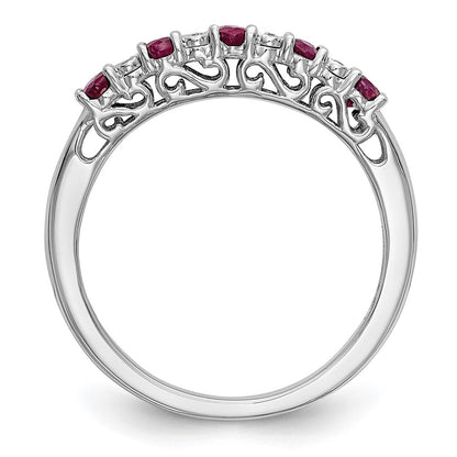 10K White Gold Diamond W/Ruby Band