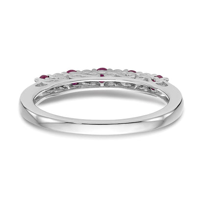 10K White Gold Diamond W/Ruby Band