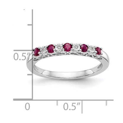 10K White Gold Diamond W/Ruby Band