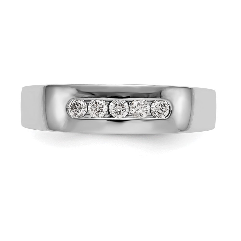 14K White Gold 5 Stone 1/4 Carat Diamond Complete Men'S Channel Band