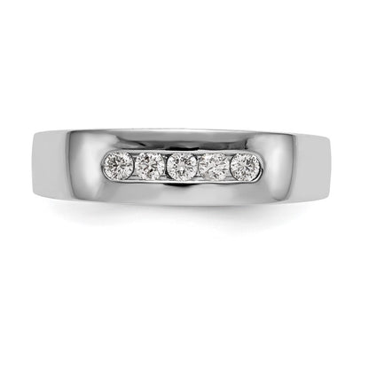 14K White Gold 5 Stone 1/4 Carat Diamond Complete Men'S Channel Band