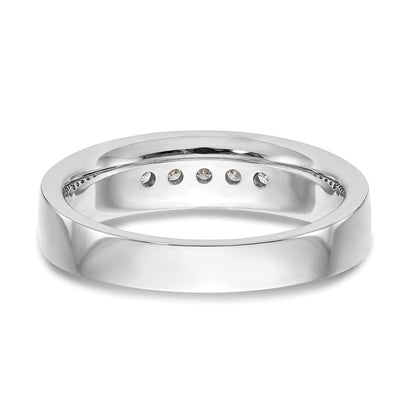 0.25ct. CZ Solid Real 14K White Gold 5-Stone Men's Channel Wedding Band Ring