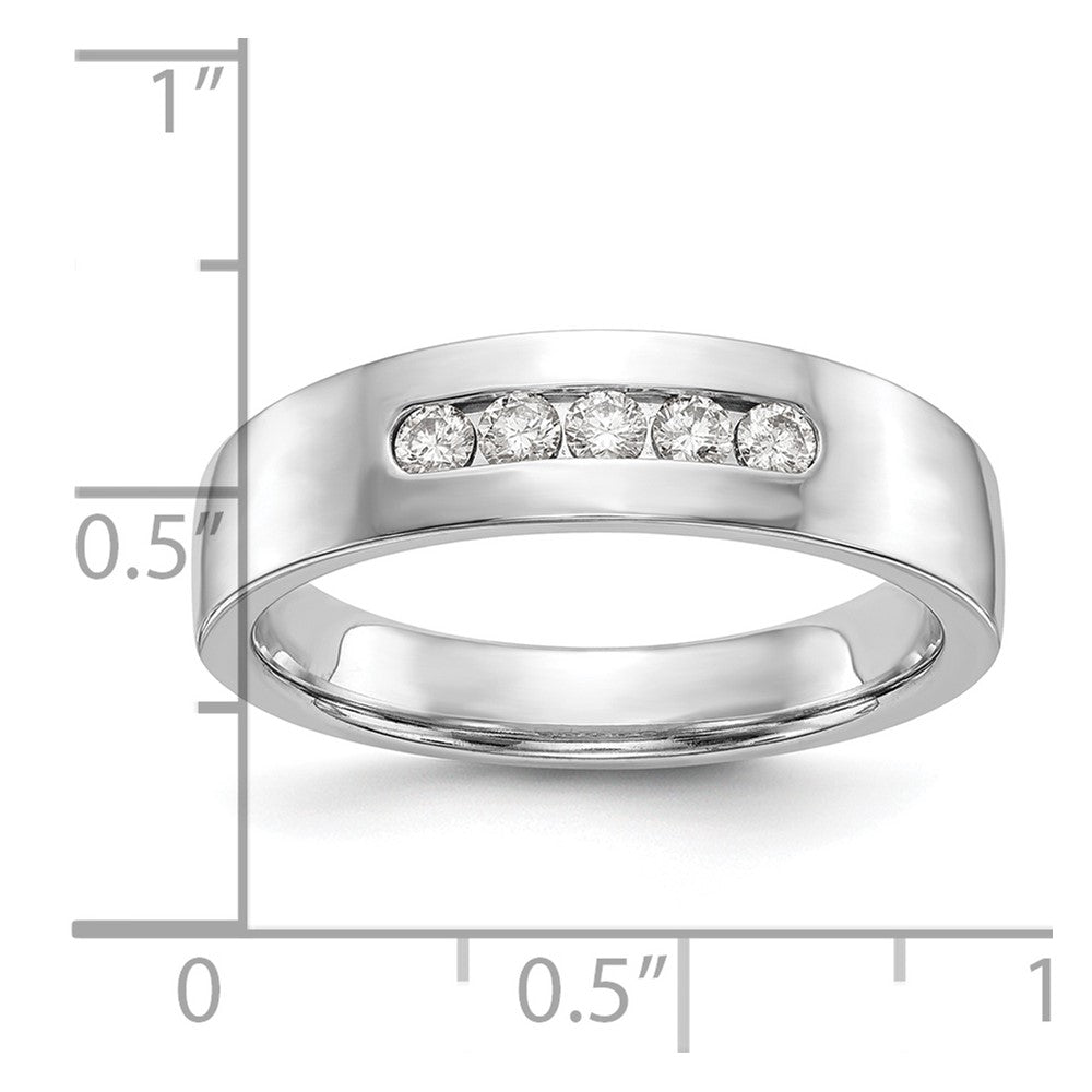 14K White Gold 5 Stone 1/4 Carat Diamond Complete Men'S Channel Band