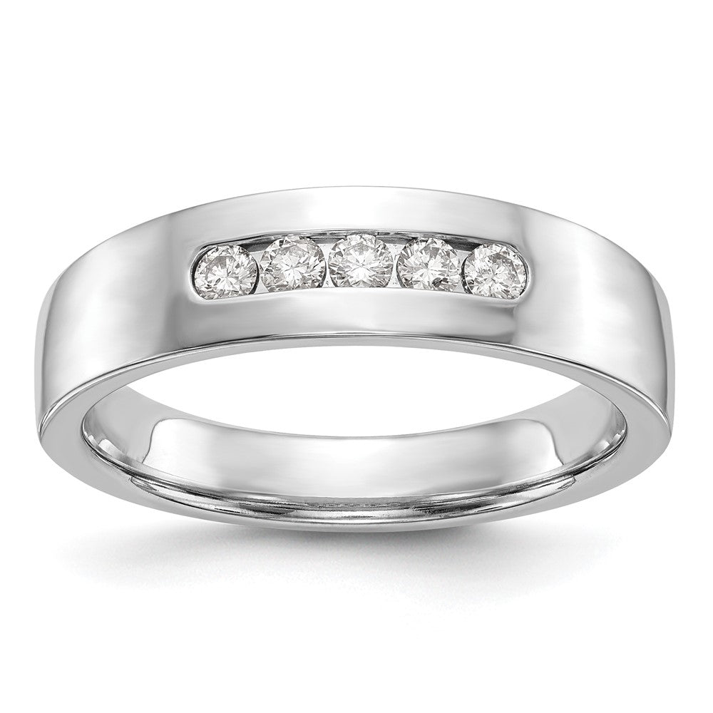 14K White Gold 5 Stone 1/4 Carat Diamond Complete Men'S Channel Band
