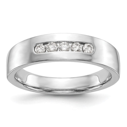 14K White Gold 5 Stone 1/4 Carat Diamond Complete Men'S Channel Band