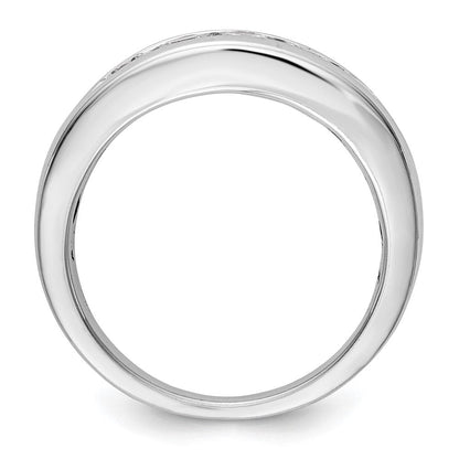 14K White Gold 5-Stone Real Diamond Men's Channel Band