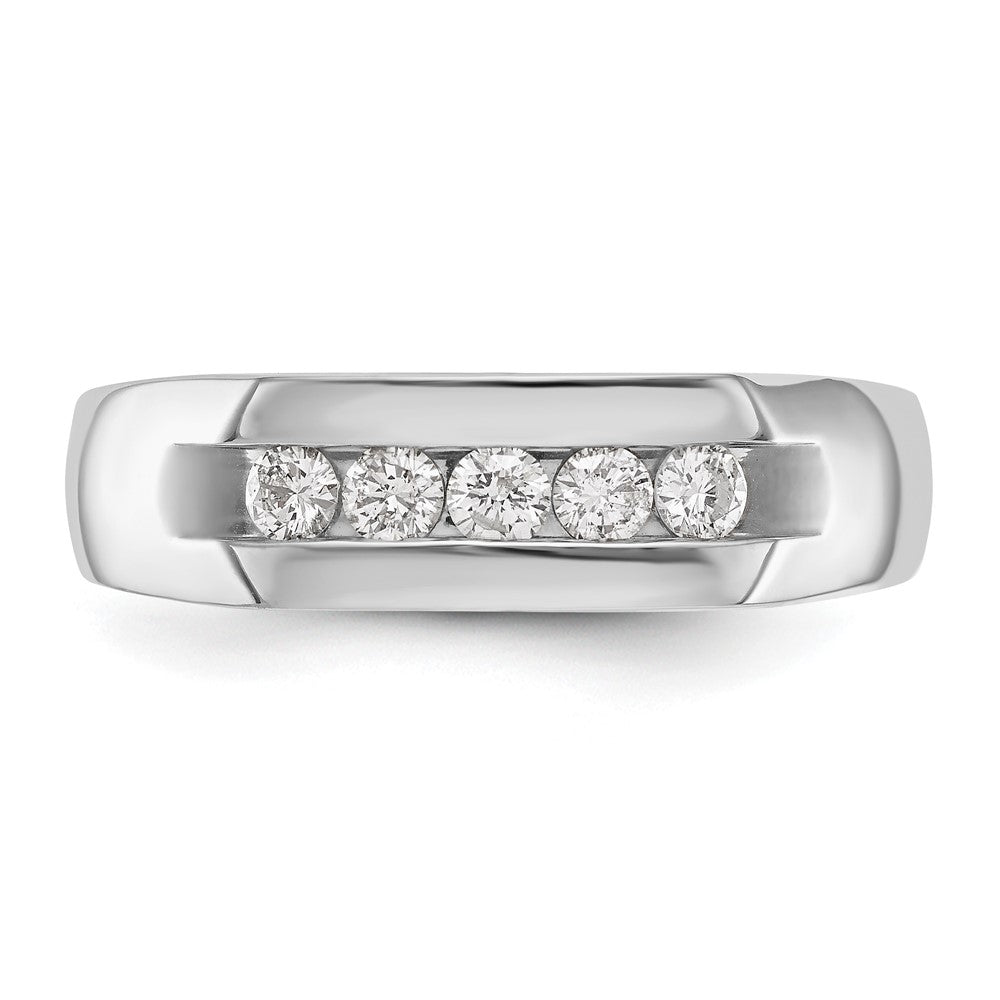 14K White Gold True Origin Men'S 1/3 Carat Lab Grown Diamond Vs Def Five Stone Channel Band