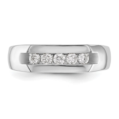 14K White Gold True Origin Men'S 1/3 Carat Lab Grown Diamond Vs Def Five Stone Channel Band