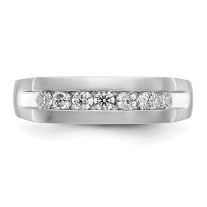 14K White Gold Real Diamond Men's Band
