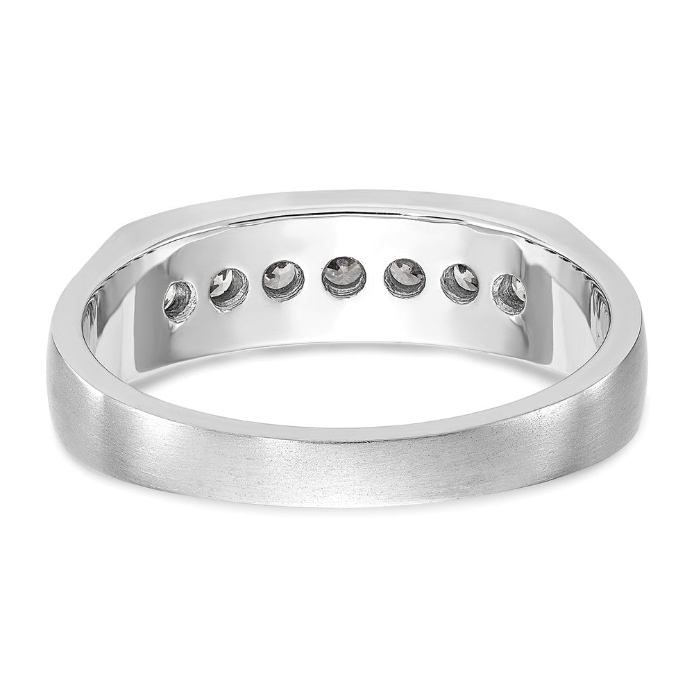 14K White Gold Real Diamond Men's Band