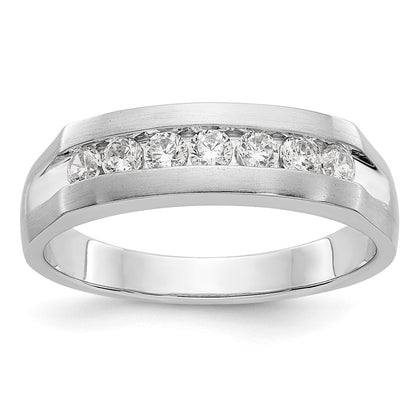 14K White Gold Real Diamond Men's Band