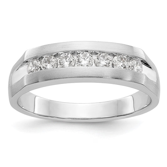 14K White Gold Real Diamond Men's Band