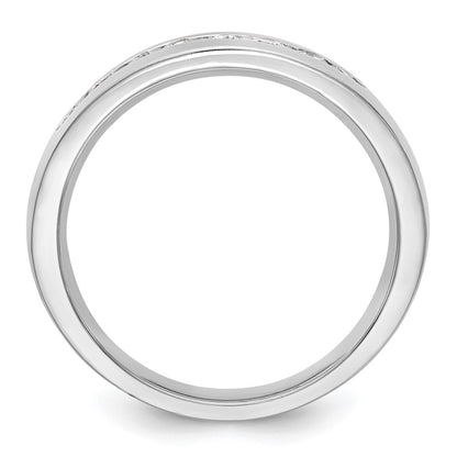 14K White Gold Real Diamond Men's Band