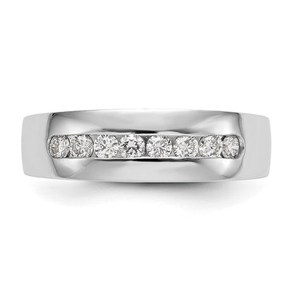 14K White Gold Real Diamond Men's Band