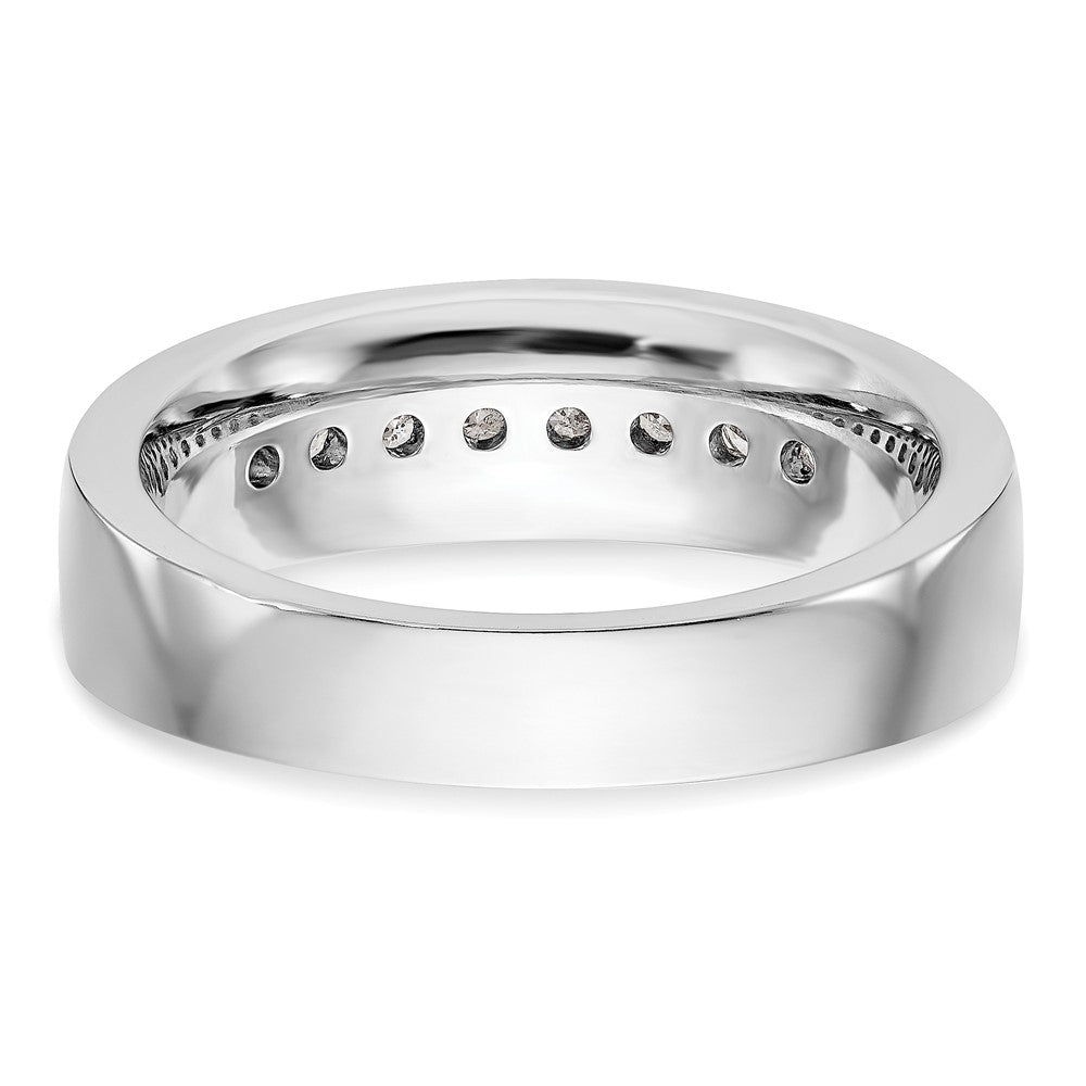 14K White Gold Real Diamond Men's Band