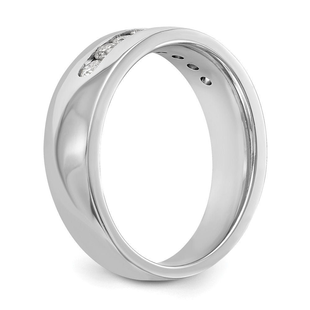 14K White Gold Real Diamond Men's Band