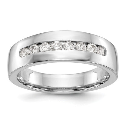 14K White Gold Real Diamond Men's Band