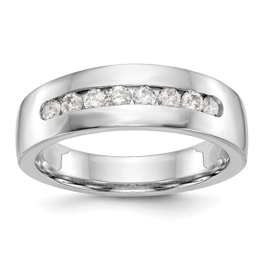 14K White Gold Real Diamond Men's Band
