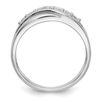 14K White Gold Real Diamond Men's Band