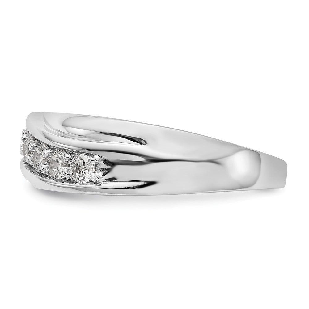 14K White Gold Real Diamond Men's Band