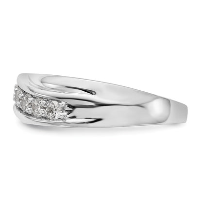 14K White Gold Real Diamond Men's Band