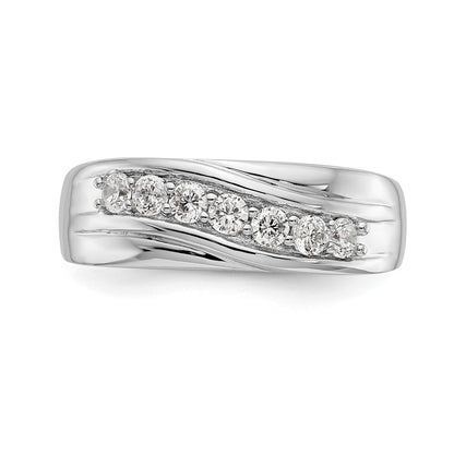 14K White Gold Real Diamond Men's Band